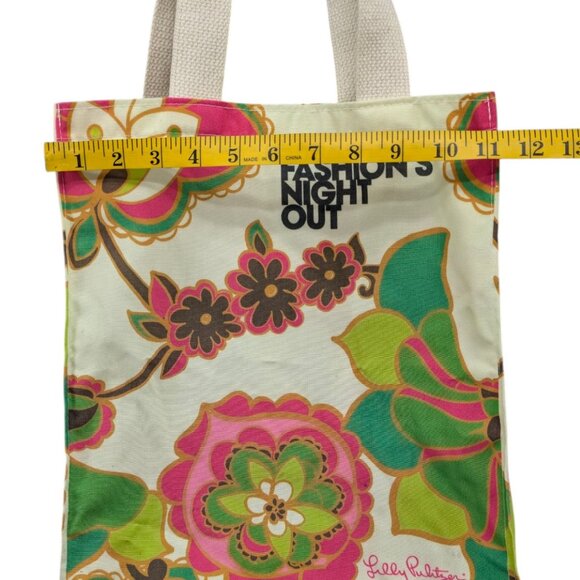Lilly Pulitzer 2011 Fashions Night Out Tote Bag Multicolor Floral Canvas 11x14 - Picture 7 of 11